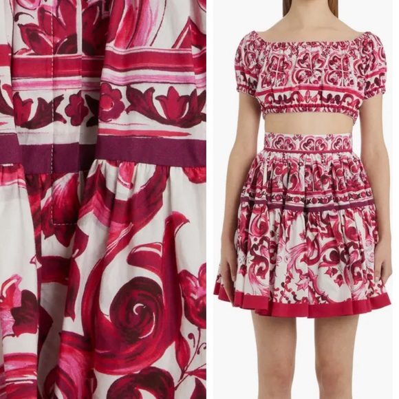 Dolce&Gabbana Tile Print Cotton Crop Top (IT40) - Picture 4 of 15